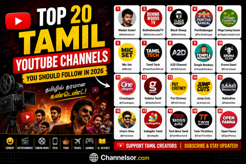 Top 20 Tamil YouTube Channels List